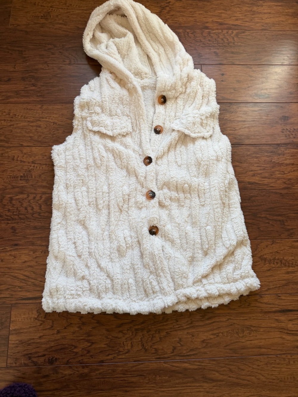 Cozy Cream Hooded Button-Up Sherpa Vest